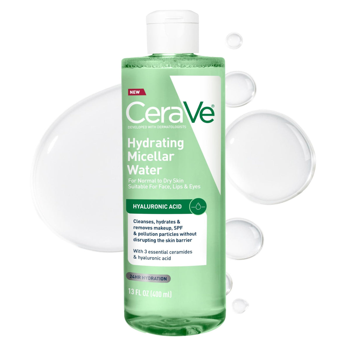 CeraVe front bottle showing packaging and easy no-rinse benefit