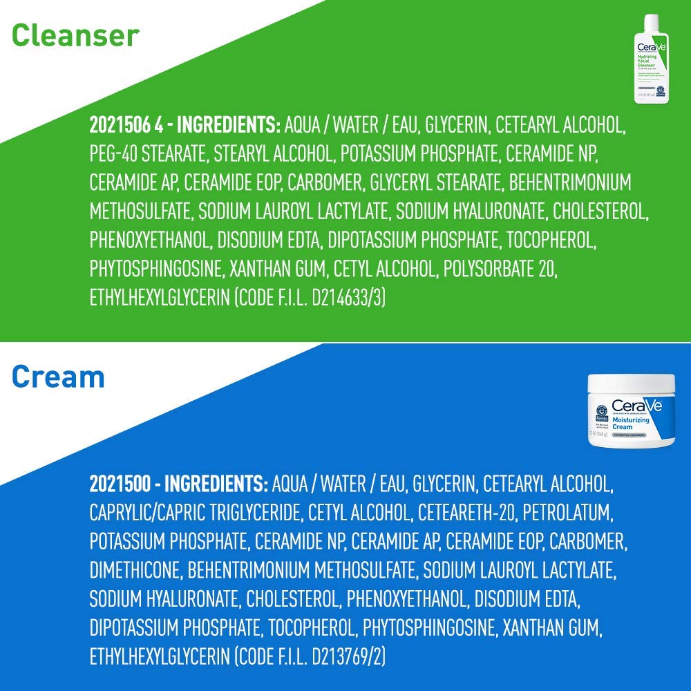 CeraVe product label listing ceramides and hyaluronic acid for barrier support