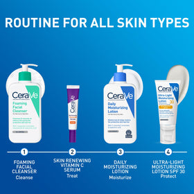 CeraVe bottle on bathroom counter lifestyle shot for daily routine