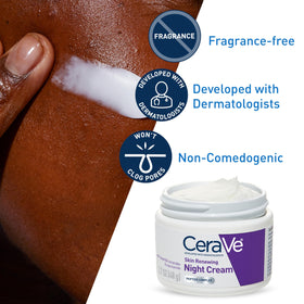 CeraVe night cream texture close-up on palm showing smooth hydration and absorbency