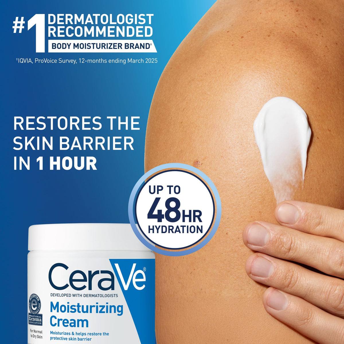CeraVe dispense on palm highlighting quick absorption and easy spread