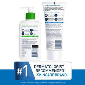 CeraVe products on bathroom shelf lifestyle scene showing daily routine ease