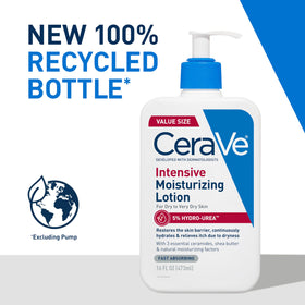 CeraVe lotion being dispensed from pump into hand demonstrating easy application and fast absorption
