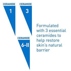 CeraVe bottle in shower setting showing suitability for face and body use