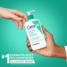 CeraVe product in use while washing face demonstrating gentle cleansing