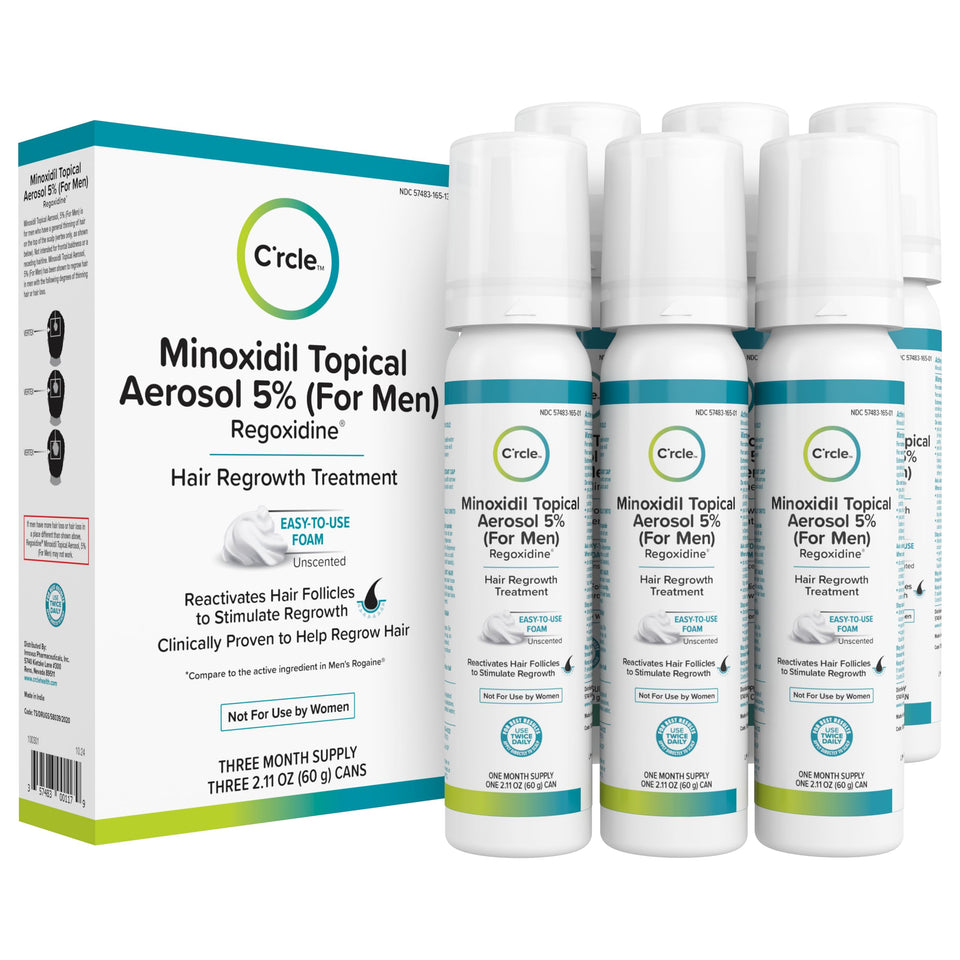 C'rcle front packaging showing unscented 5% foam and six-month supply benefit