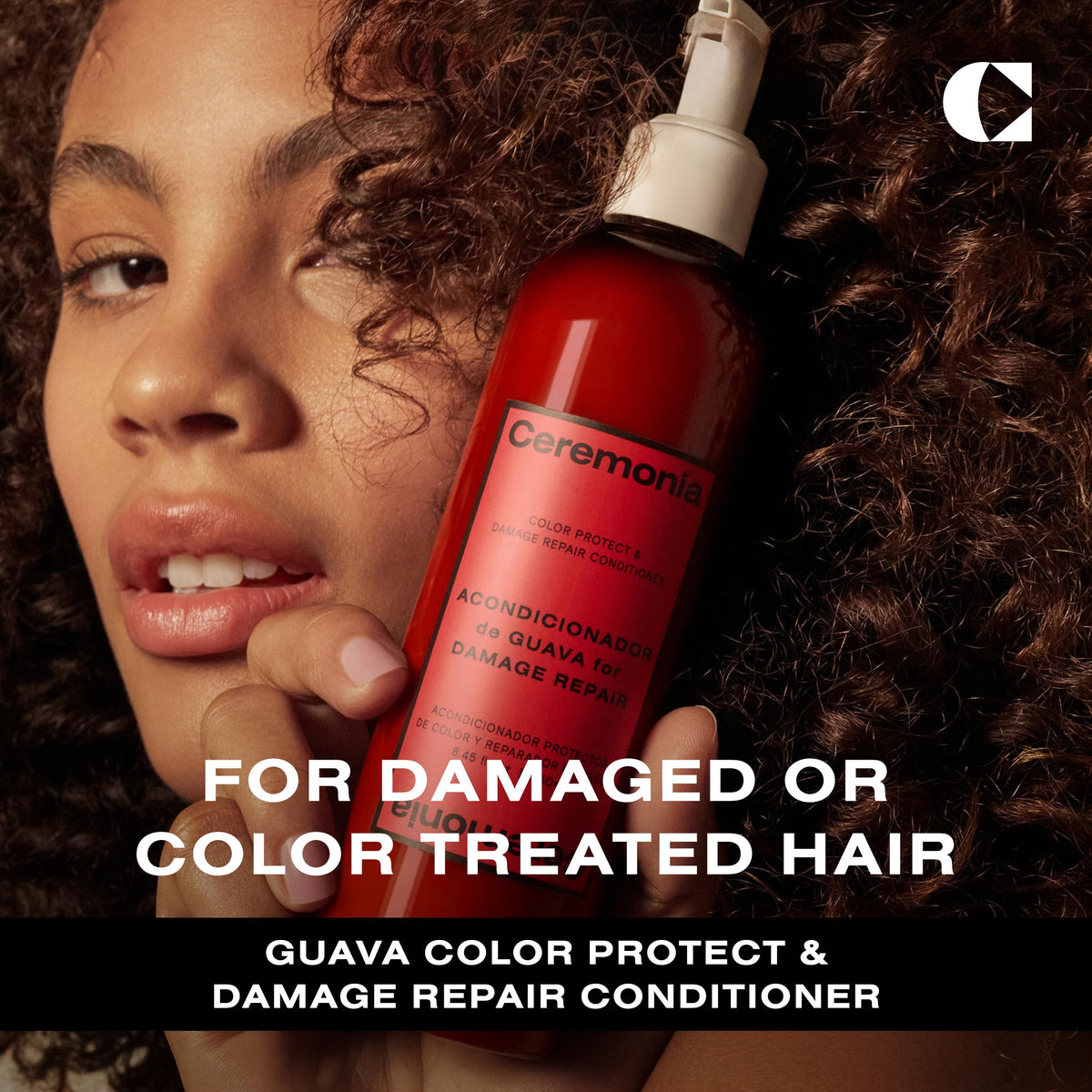 Ceremonia back label close-up highlighting ingredients and usage benefits
