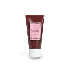 Ceremonia front packaging showing compact leave-in bottle and benefits