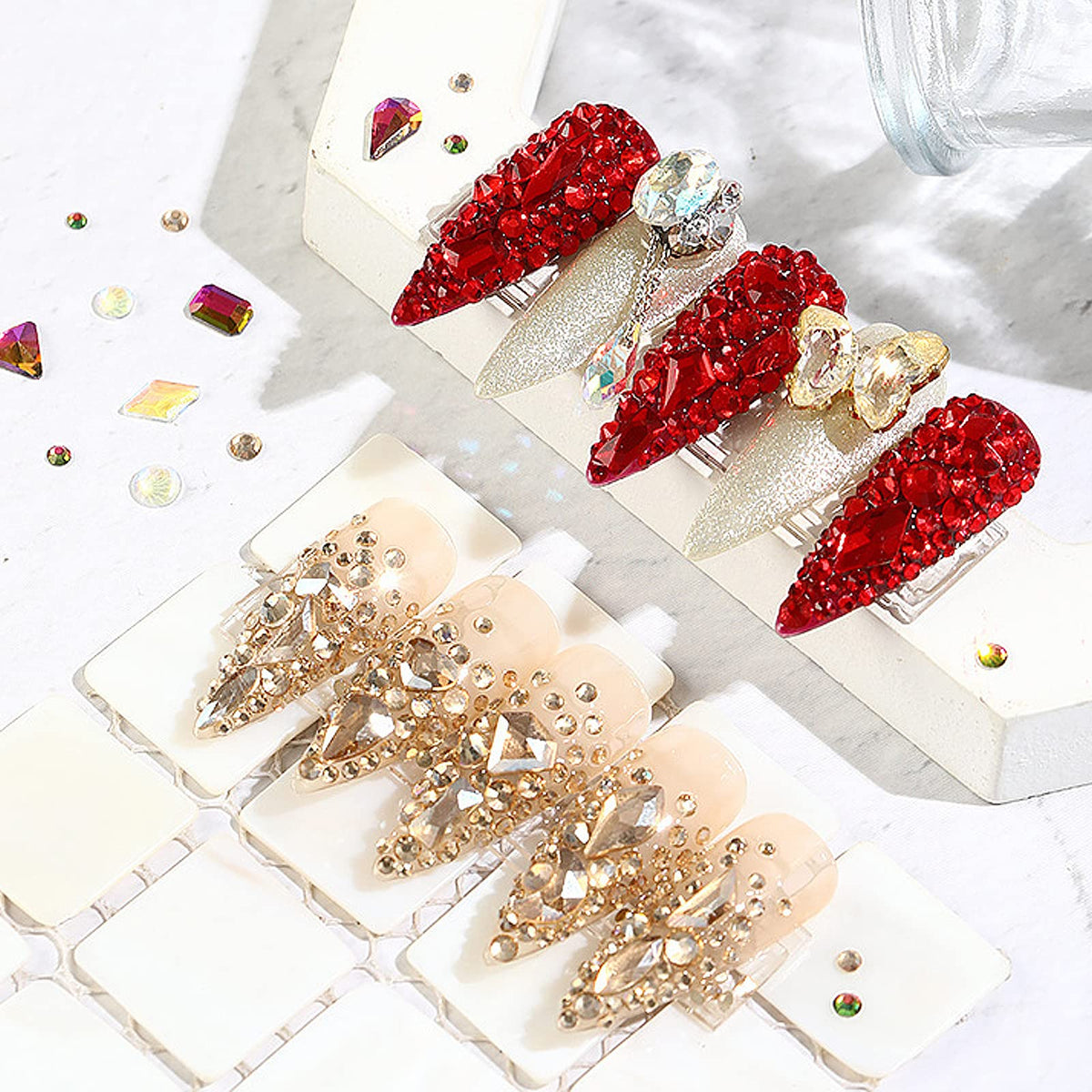 CESUSME lifestyle shot of bridal shoe embellished with champagne gems