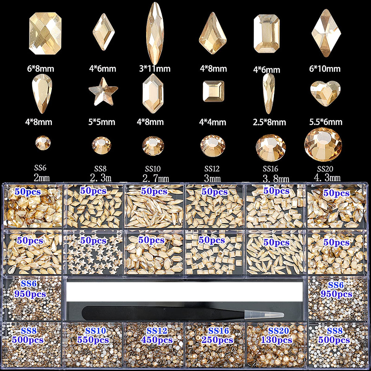 CESUSME storage box compartments keeping champagne gems organized