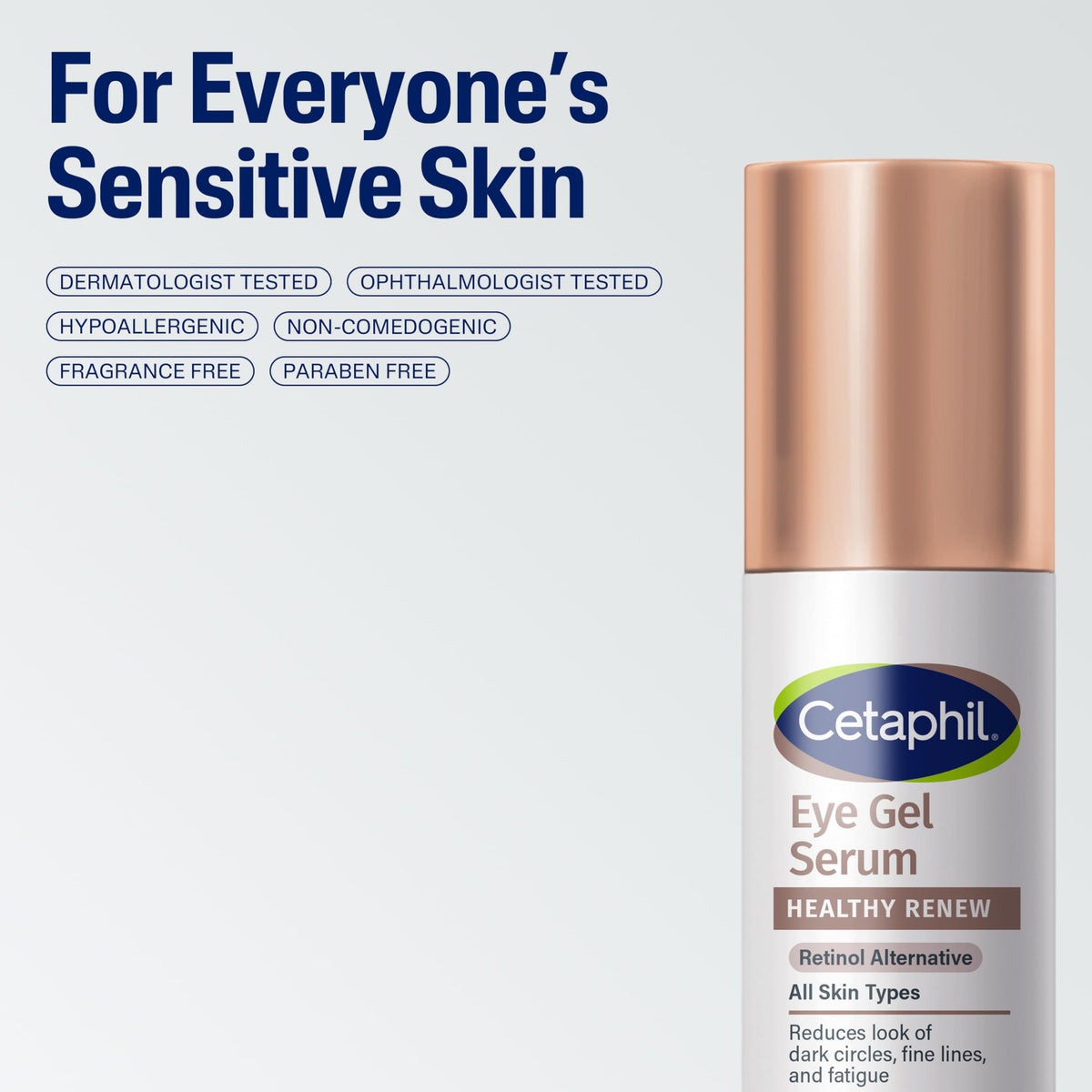 Cetaphil application demo on under-eye showing gentle patting technique
