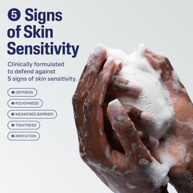 Close-up of Cetaphil deep cleansing bar ingredients label showing gentle formula