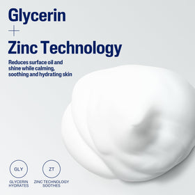 Cetaphil zinc ingredient emphasis conveying oil control and balance