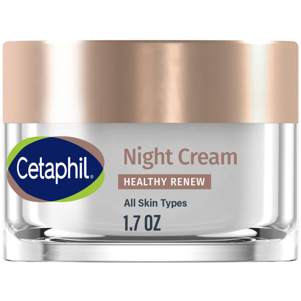 Cetaphil front jar showing night cream and clear moisturizing benefit
