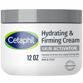 Cetaphil front packaging shows brand and 12 oz size, promotes long-lasting hydration