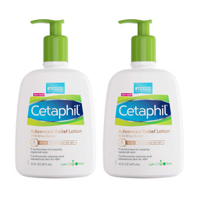 Cetaphil front packaging showing two 16 oz bottles and brand benefit
