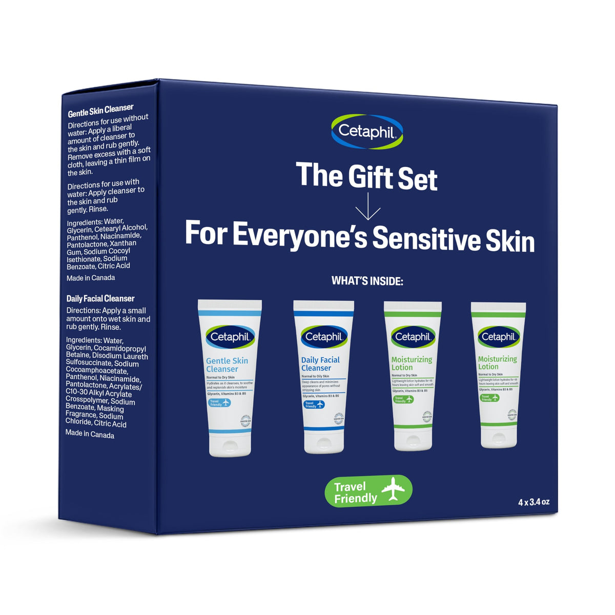 Cetaphil front packaging showing the travel set and clear product view for easy selection