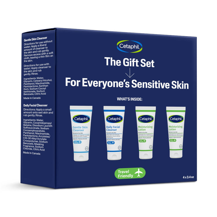 Cetaphil front packaging showing the travel set and clear product view for easy selection