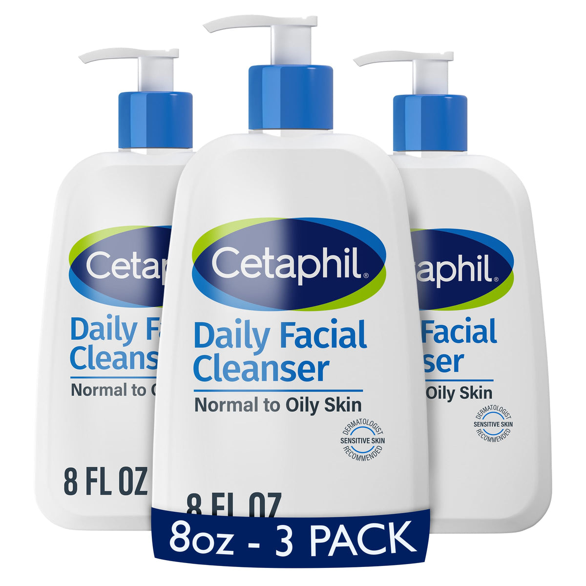 Cetaphil front packaging showing gentle facial cleanser for sensitive skin benefits
