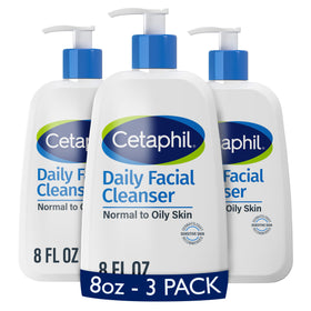 Cetaphil front packaging showing gentle facial cleanser for sensitive skin benefits