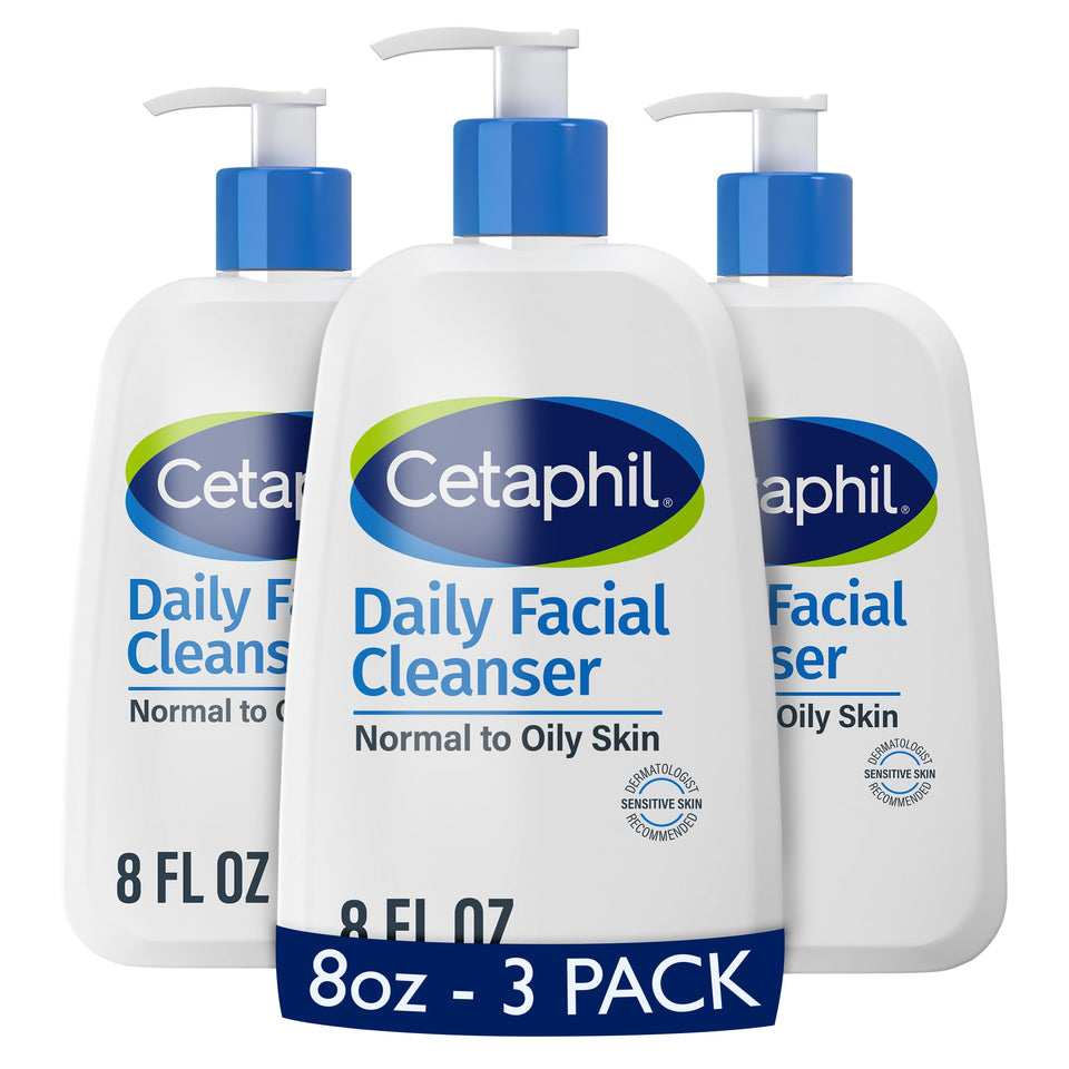 Cetaphil front packaging showing gentle facial cleanser for sensitive skin benefits