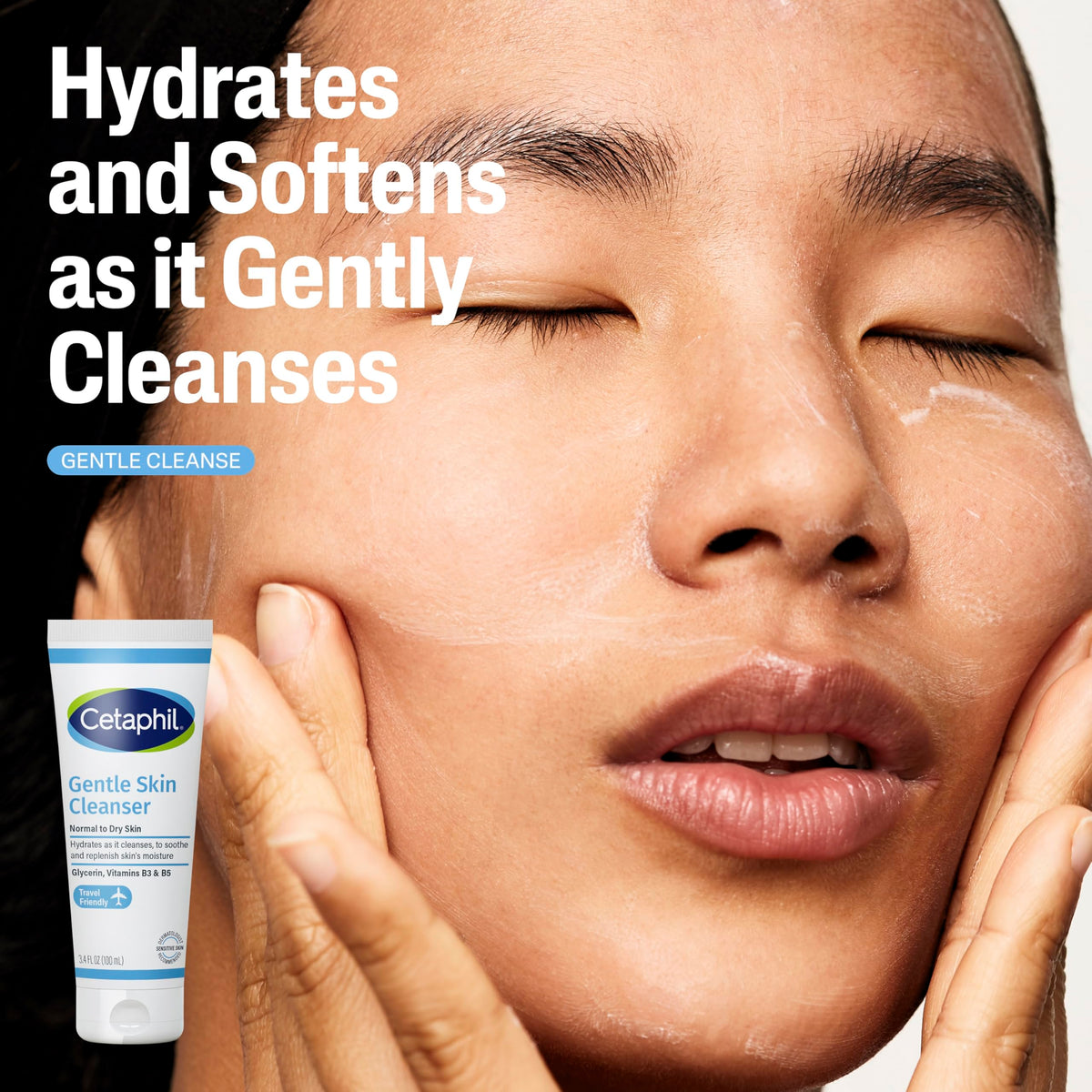 Cetaphil gentle skin cleanser texture close-up demonstrating gentle hydration benefit