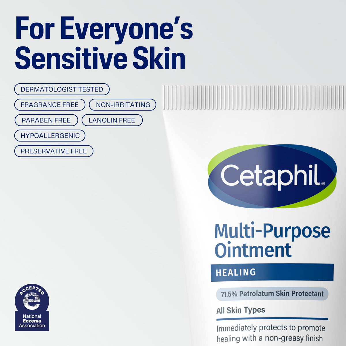 Cetaphil healing ointment 12 oz held in hand showing travel and home-use convenience