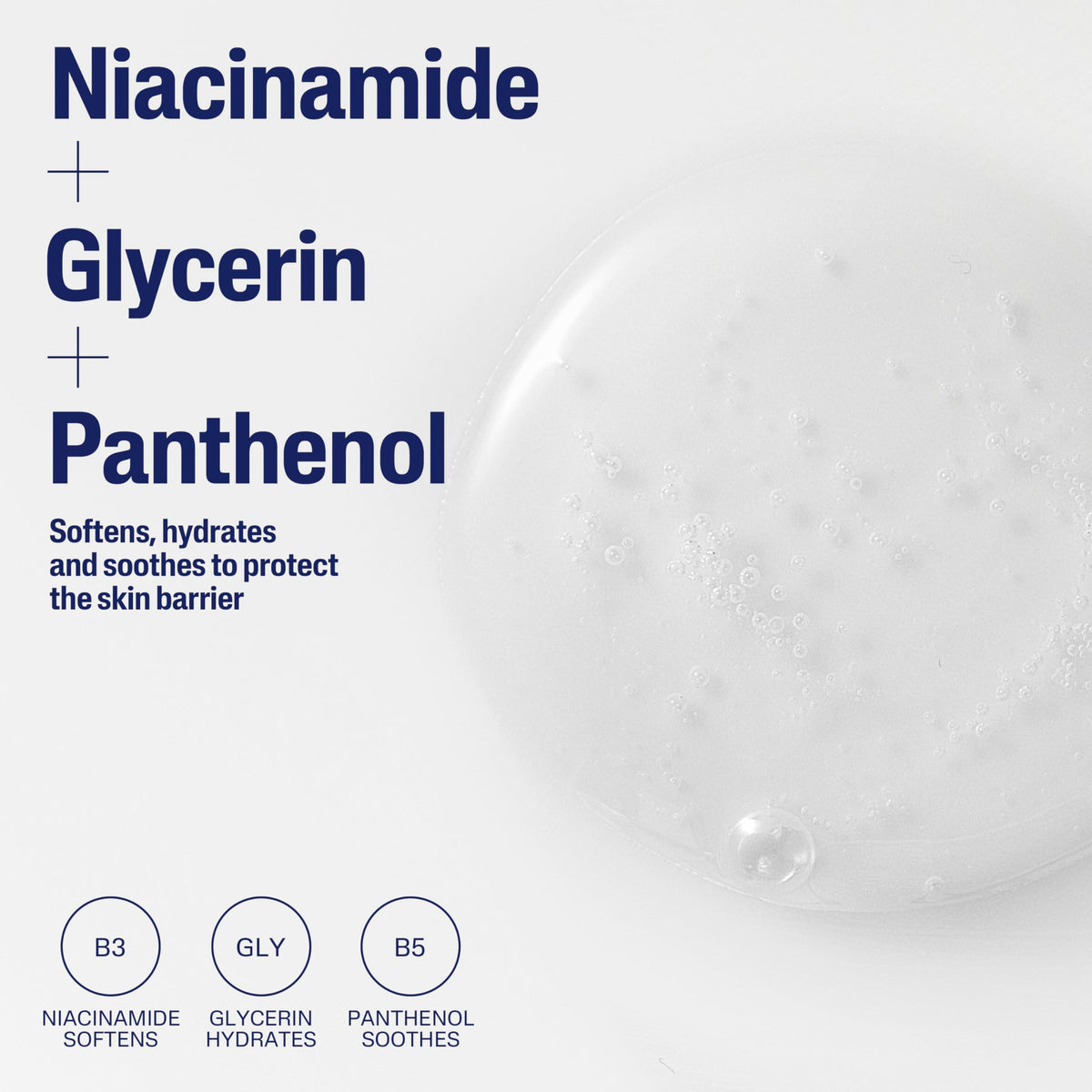 Cetaphil ingredient trio visual highlighting hydration and barrier support