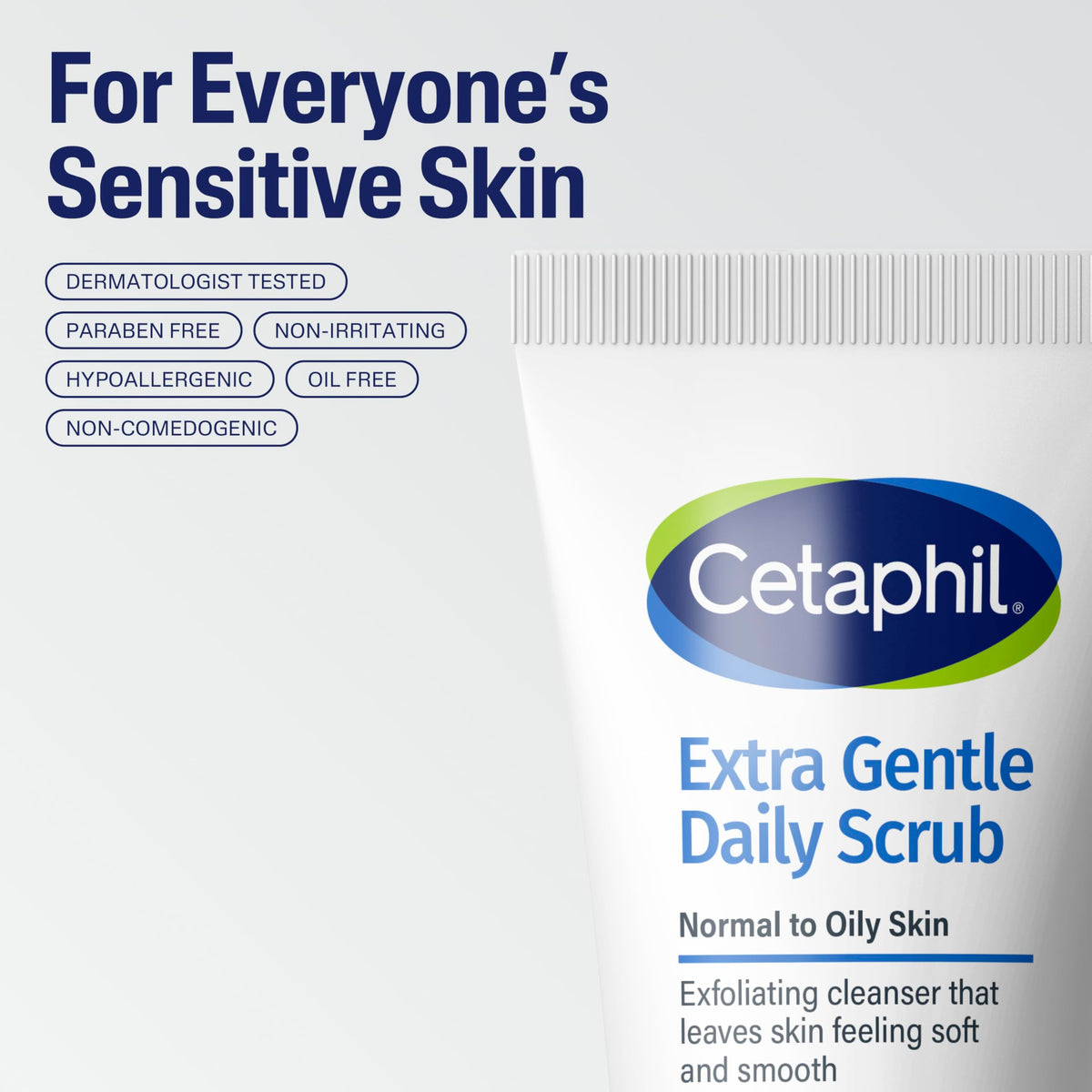 Cetaphil ingredient list label focused on hypoallergenic and non-comedogenic benefits