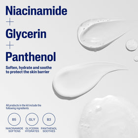 Cetaphil product label highlighting niacinamide and glycerin for barrier support