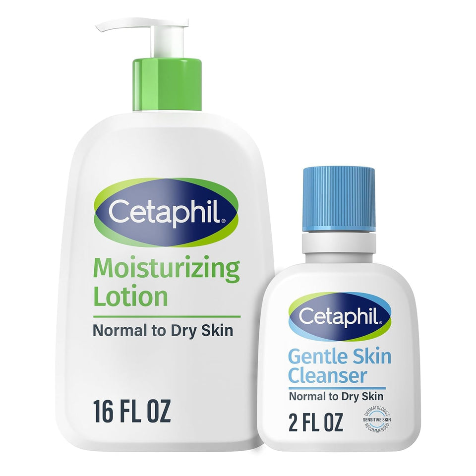Cetaphil front packaging showing brand and 16oz bottle benefit hydration