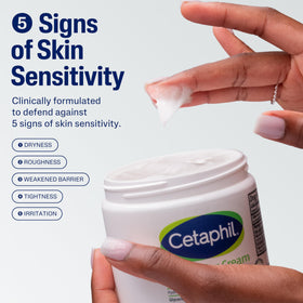 Cetaphil open jar cream texture highlighting hydrating, non-greasy feel