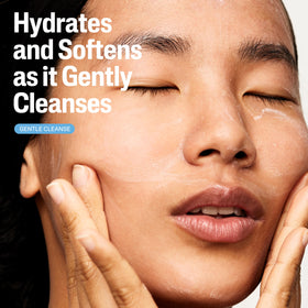 Cetaphil being poured into hand to show gentle non-foaming application