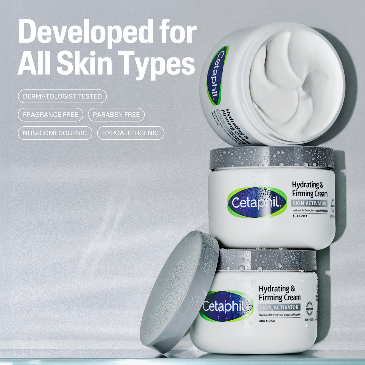 Cetaphil cream texture on fingertip, demonstrates smooth absorbency and hydration