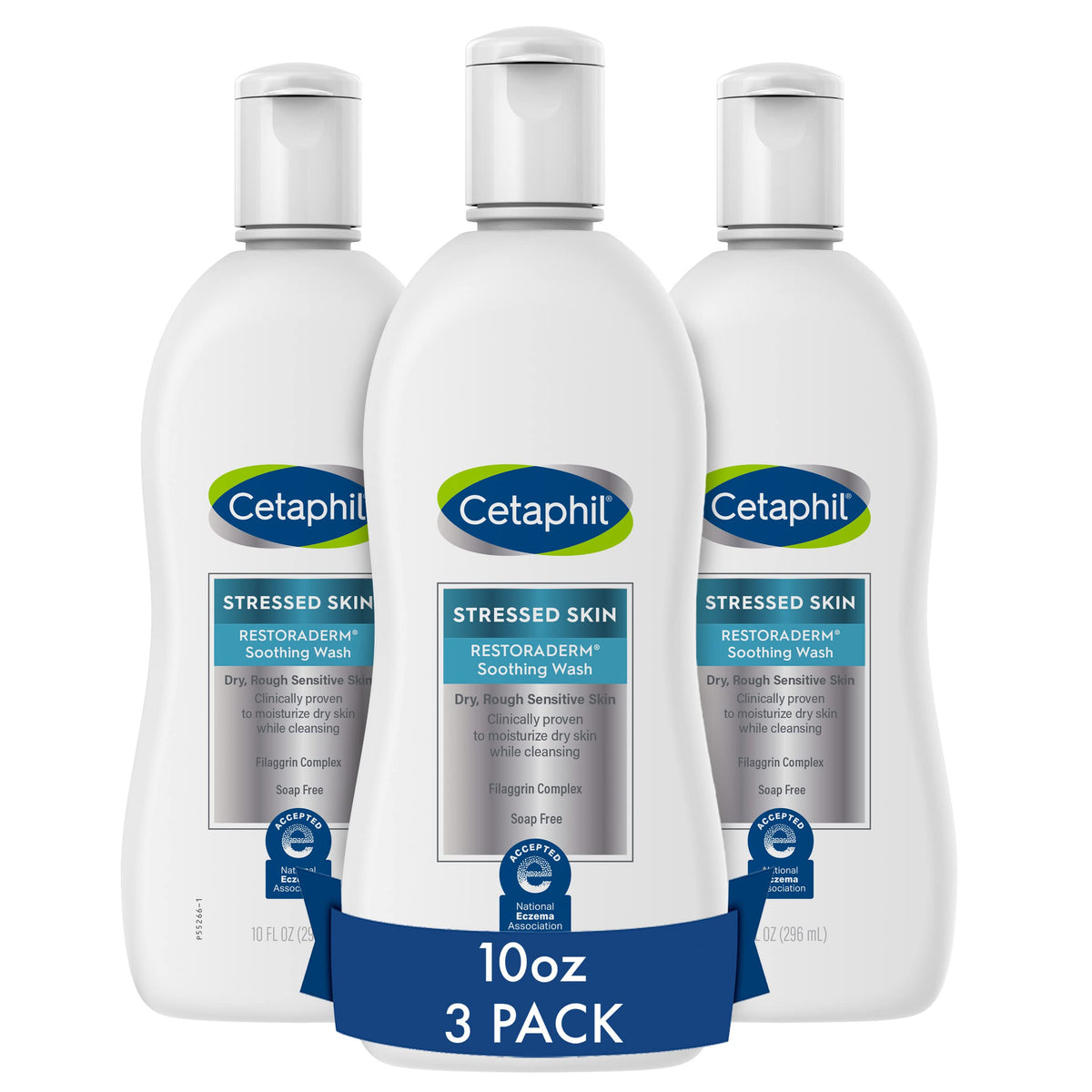 Cetaphil front packaging showing product trio and benefit of gentle cleansing