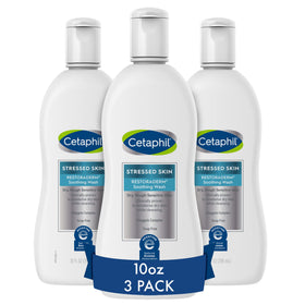 Cetaphil front packaging showing product trio and benefit of gentle cleansing