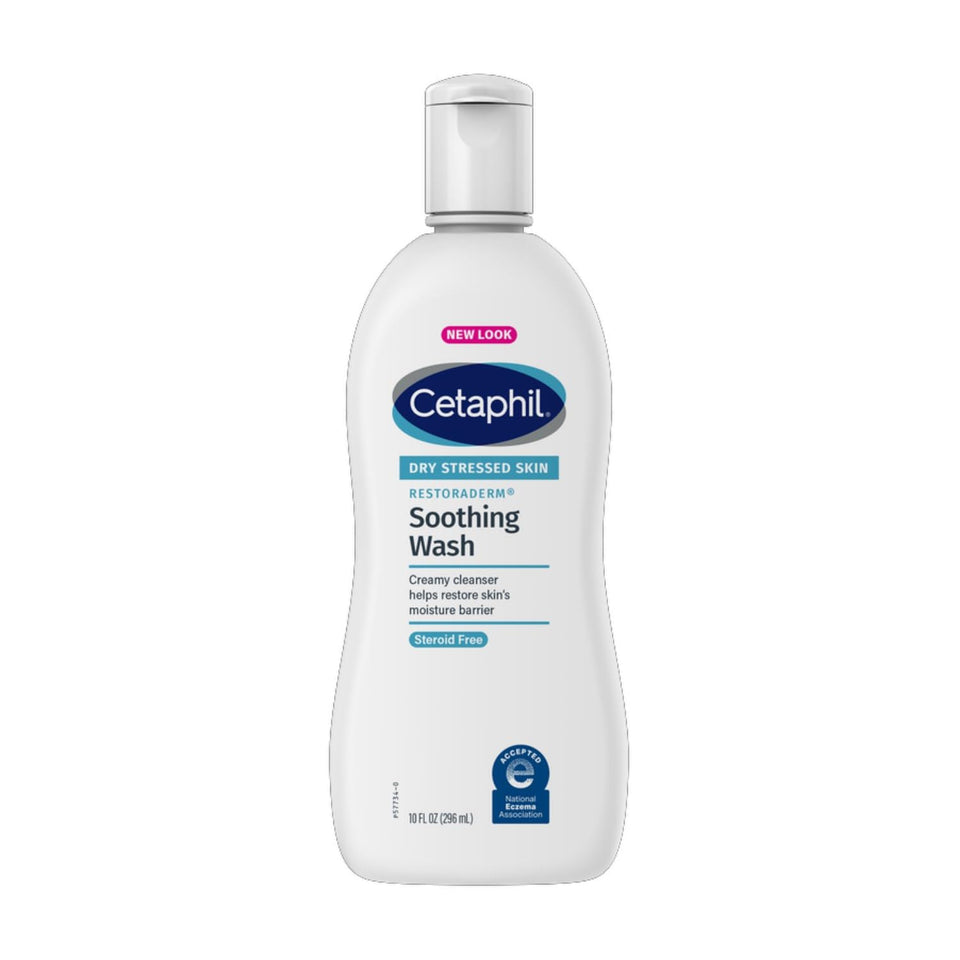 Cetaphil RestoraDerm front packaging showing label and bottle for gentle cleansing