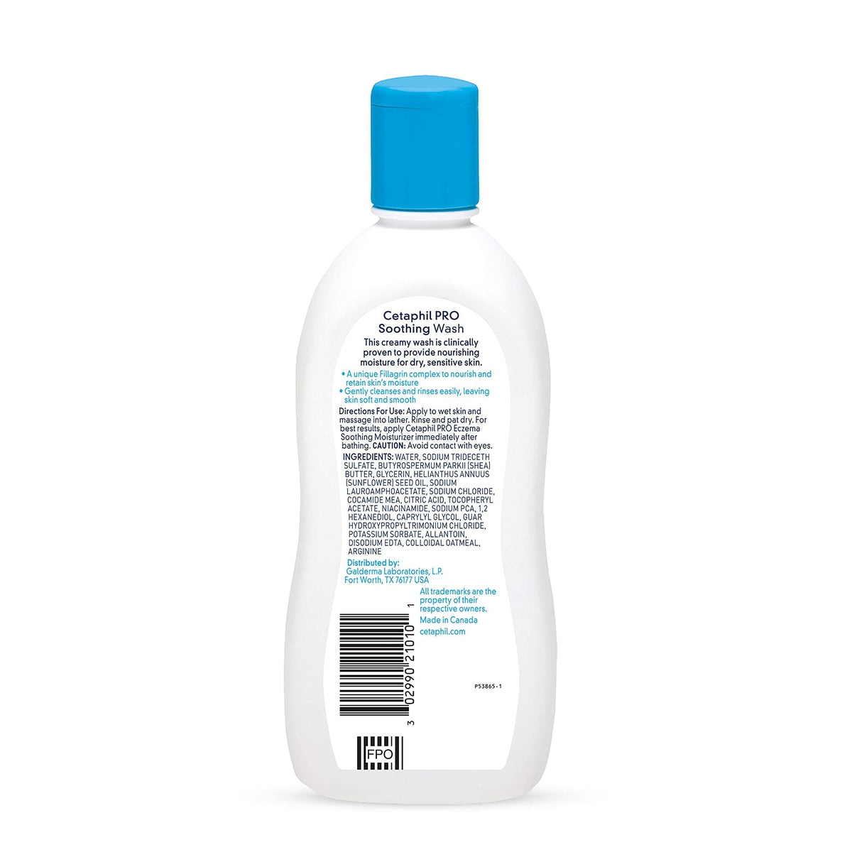 Hand holding Cetaphil bottle showing size and travel-friendly benefit