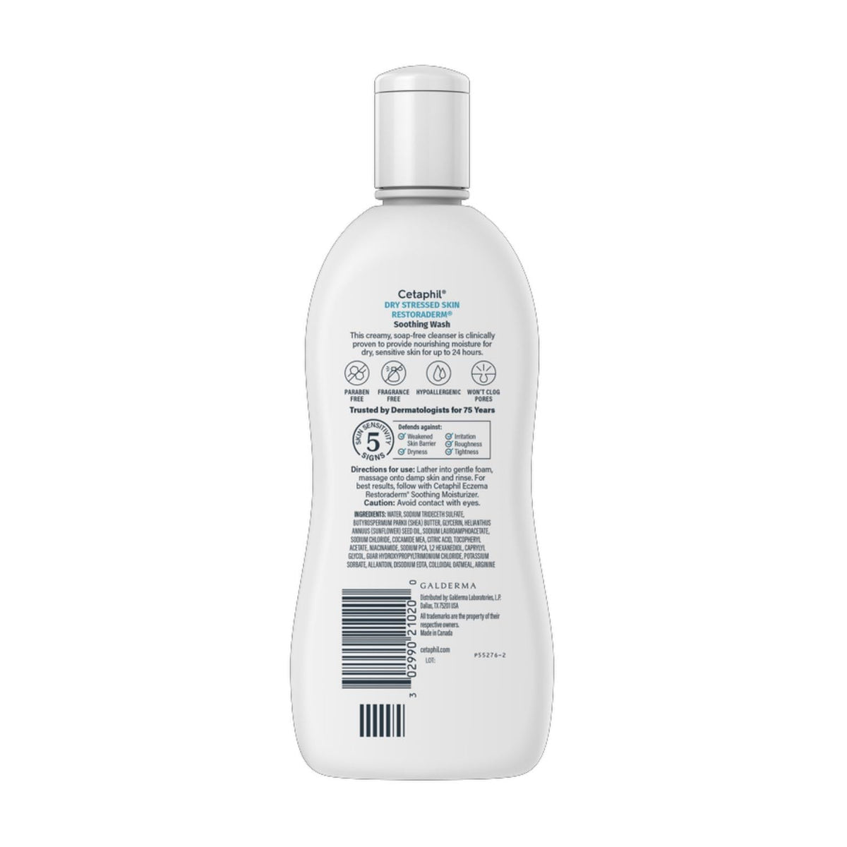 Cetaphil RestoraDerm pump with creamy lather close-up indicating mild texture