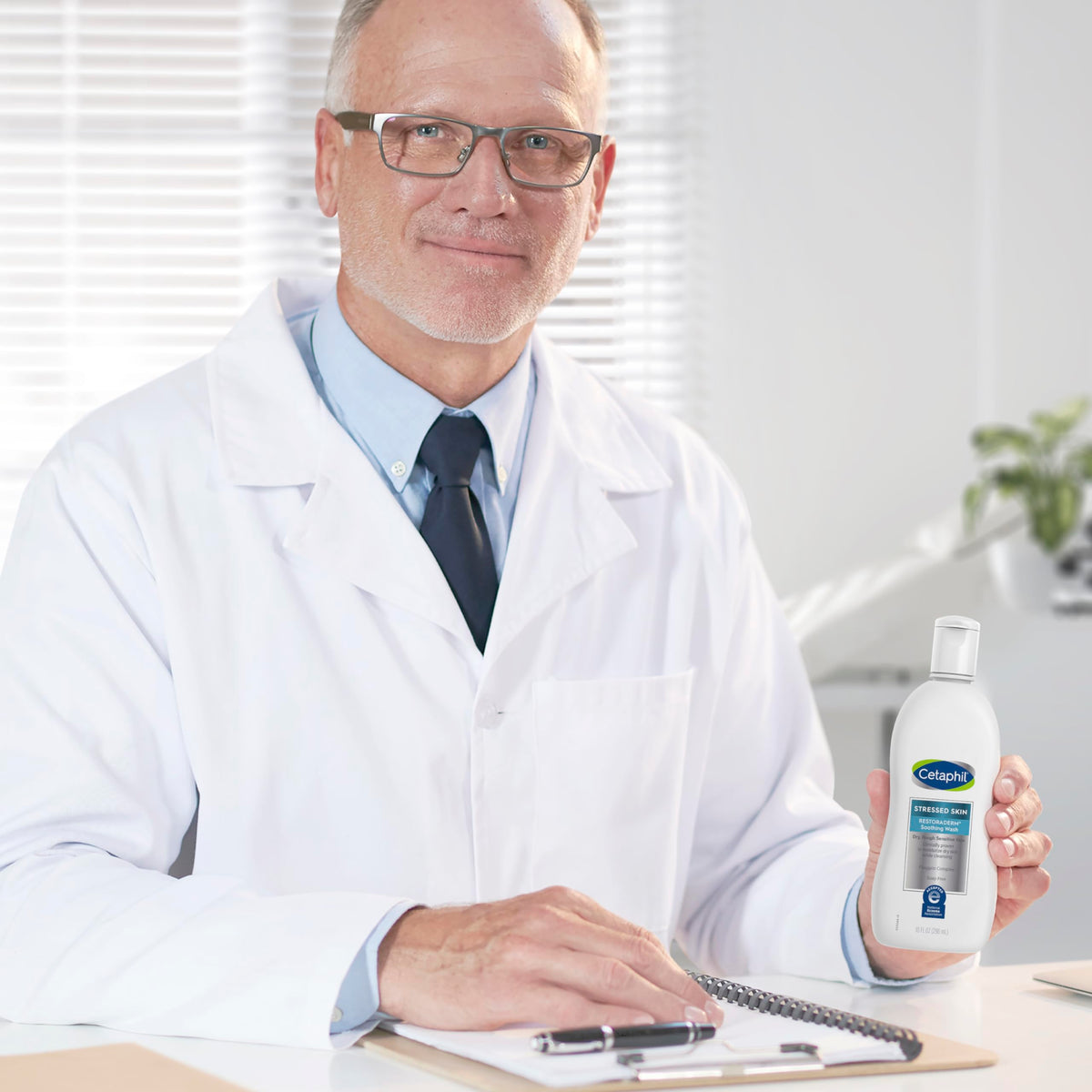 cetaphil pump in hand dispensing wash for easy application