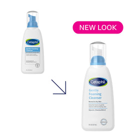 Cetaphil pump dispensing self-foaming cleanser for easy application
