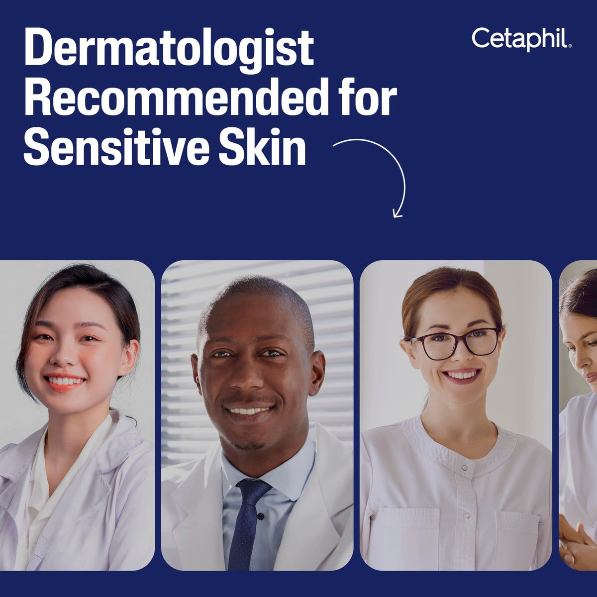 Cetaphil applying serum to hand showing gentle formula and non-greasy finish benefit