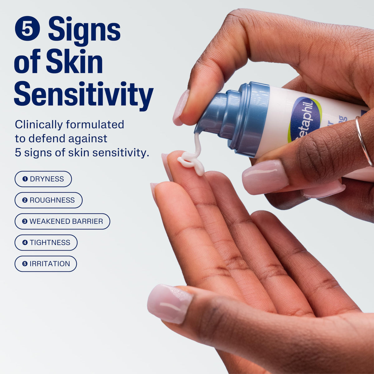 Cetaphil pipette dispensing serum highlighting easy targeted application benefit