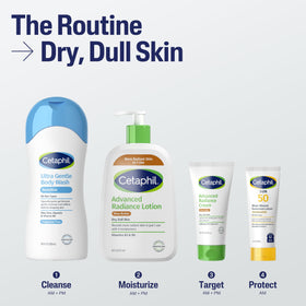 8 oz Cetaphil bottle next to a hand to show product size and portability