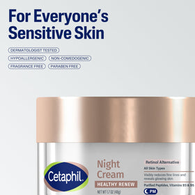 Cetaphil jar next to a hand for size comparison and travel-friendly benefit