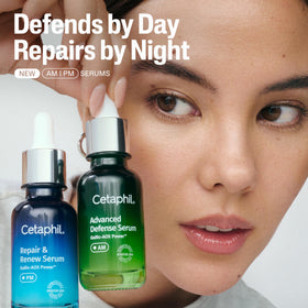 Cetaphil bottle next to credit card showing 1 fl oz scale for travel‑friendly convenience