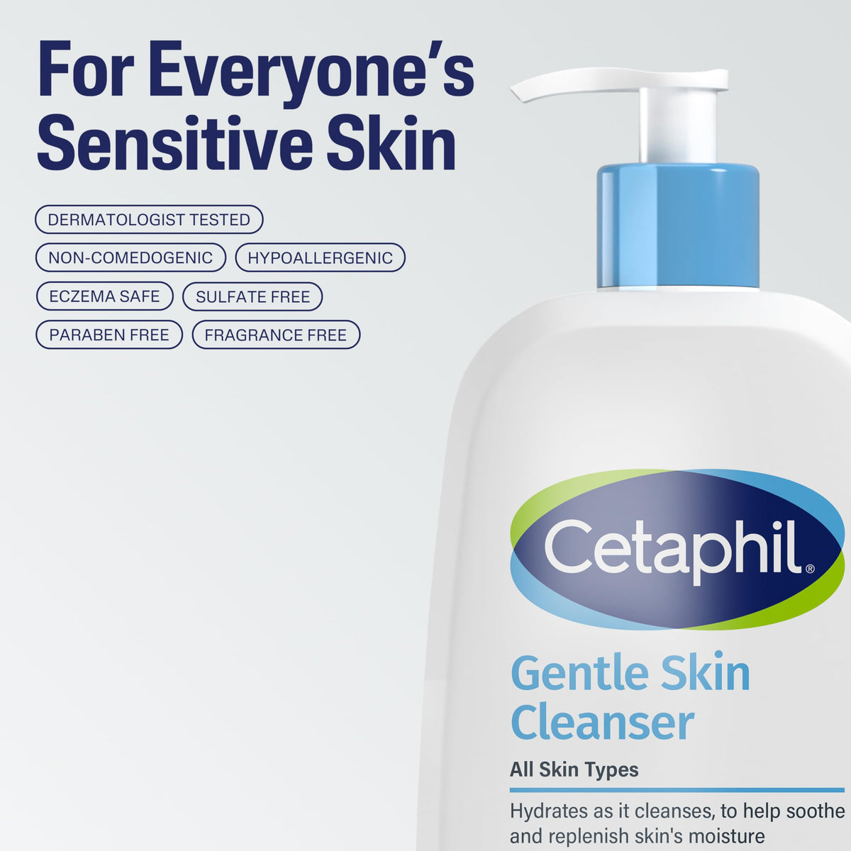 Cetaphil texture close-up non-foaming cream demonstrating gentle cleansing