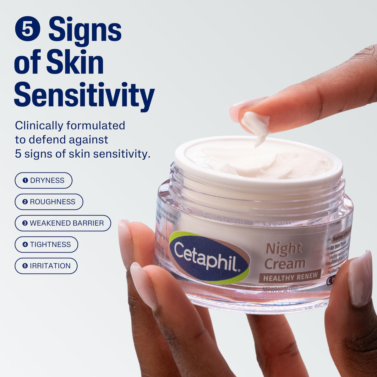 Cetaphil texture close-up of cream demonstrating fast absorption benefit