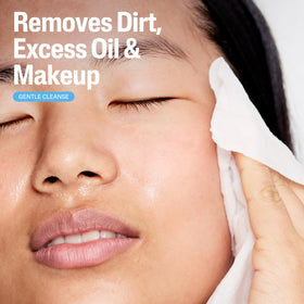 Cetaphil wipe being used on face to remove makeup and refresh skin