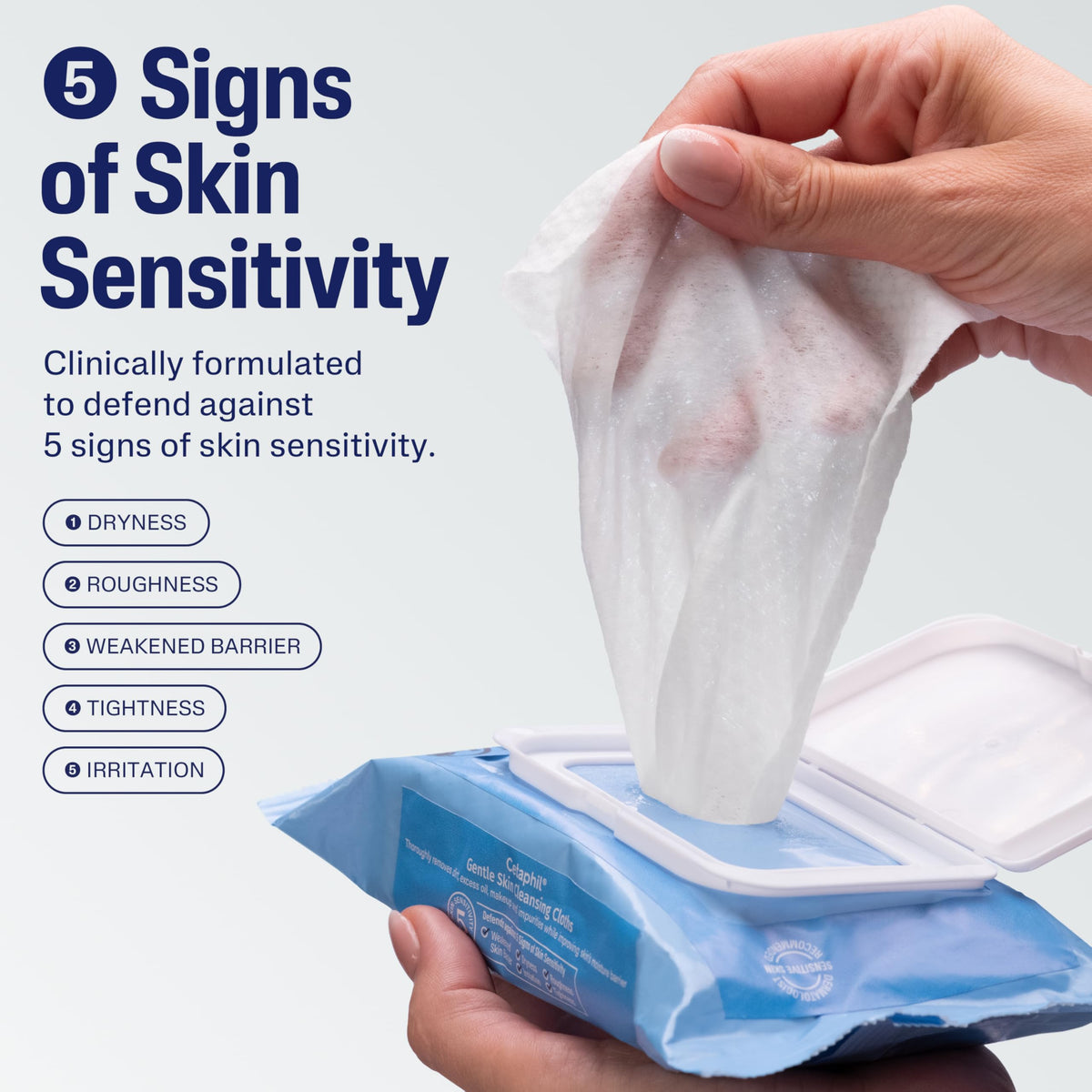 Cetaphil close-up of wipe texture highlighting soft gentle touch